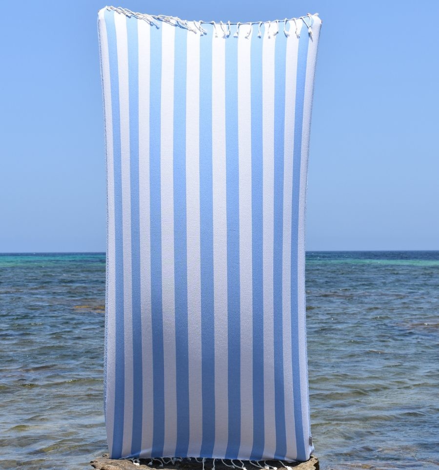 Telo Mare Dock & Bay Asciugatura Rapida - Grande 160x90cm, Senza Sabbia, Blu, In Materiale Riciclato Con Borsa - 5
