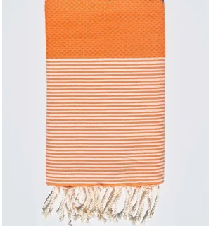 Serviette de plage nid d'abeille orange tangerine  - 1