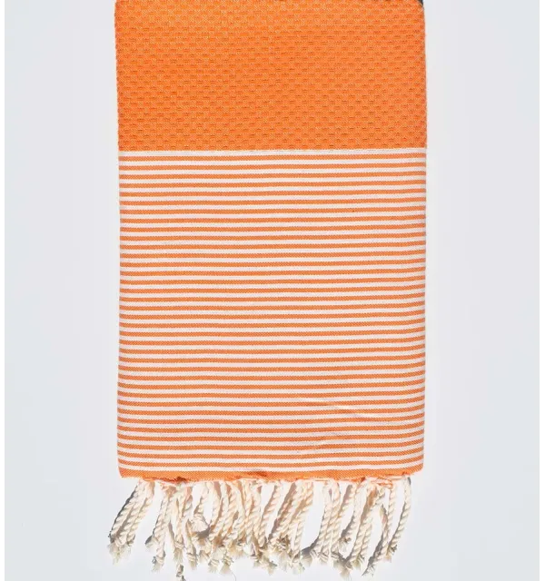 Serviette de plage nid d'abeille orange tangerine - 1