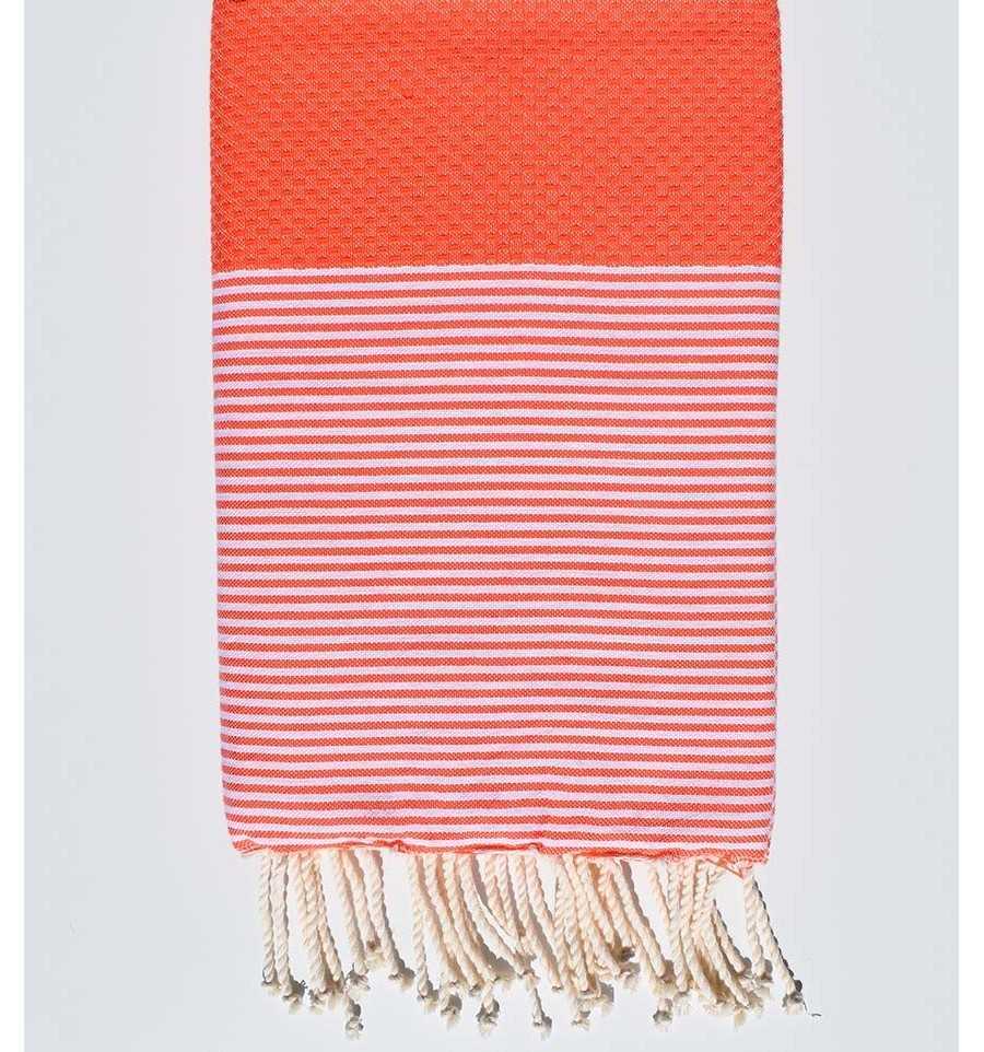 Serviette de plage nid d'abeille corail