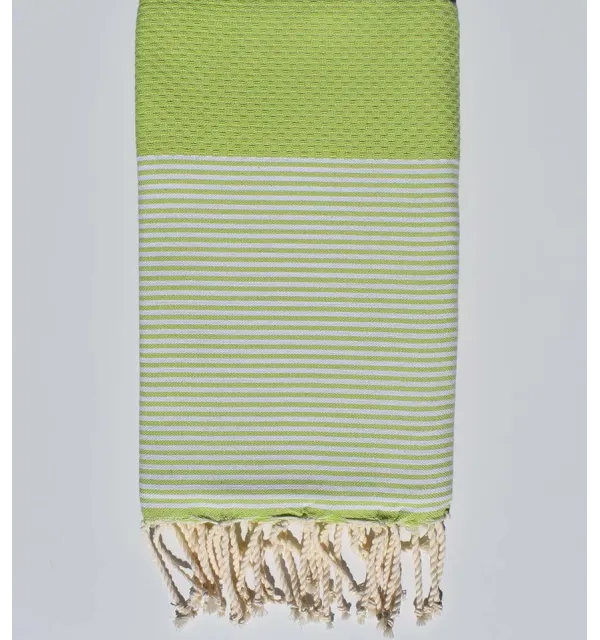 Serviette de plage nid d'abeille vert pistache Fouta Tunisia - 1