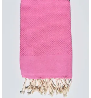 Serviette de plage unie rose tamatia Fouta Tunisia - 1 2
