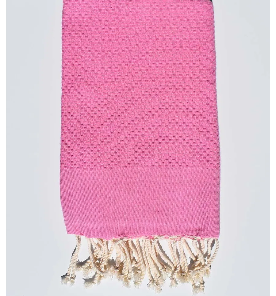 Serviette de plage unie rose tamatia Fouta Tunisia - 2
