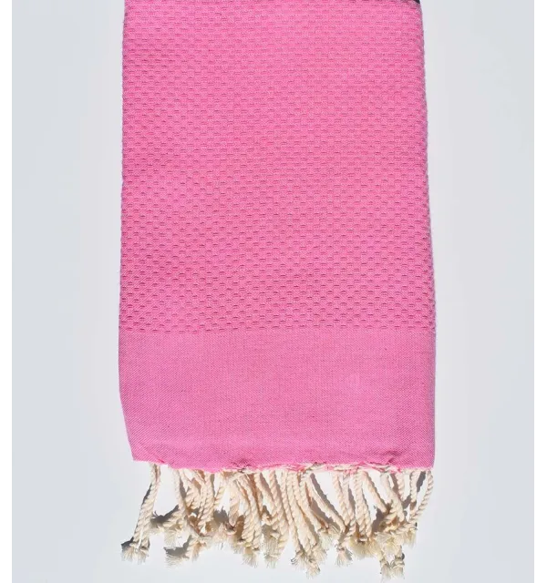 Serviette de plage unie rose tamatia Fouta Tunisia - 2