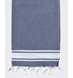 Mini serviette bleu guède bandes blanche Fouta Tunisia - 1