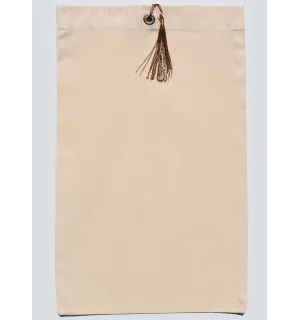 Pochette fouta beige clair nœud pompon chamois Fouta Tunisia - 1