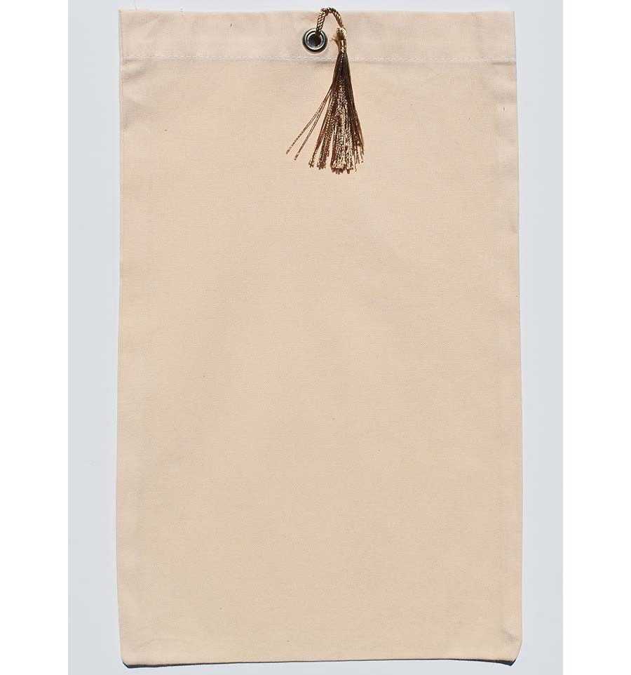 Pochette fouta beige clair nœud pompon chamois