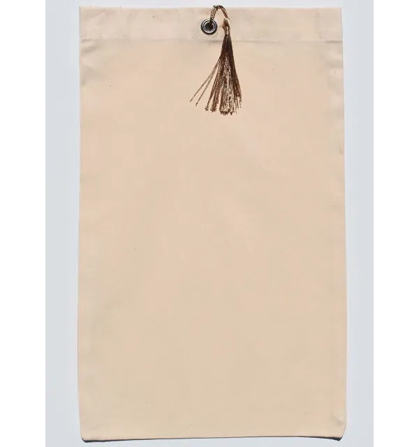 Pochette fouta beige clair nœud pompon chamois Fouta Tunisia - 1