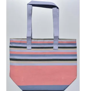 Sac de plage 5 couleurs incarnadin pervenche, beige, vert forêt et bleu guède avec bandoulière pervenche Fouta Tunisia - 1