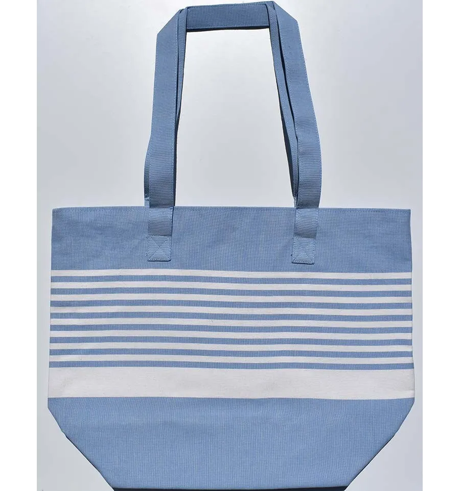 Sac de plage arthur bleu et blanc Fouta Tunisia - 1