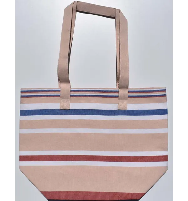 Sac de plage chair, blanc, rouge carmin et bleu Fouta Tunisia - 1