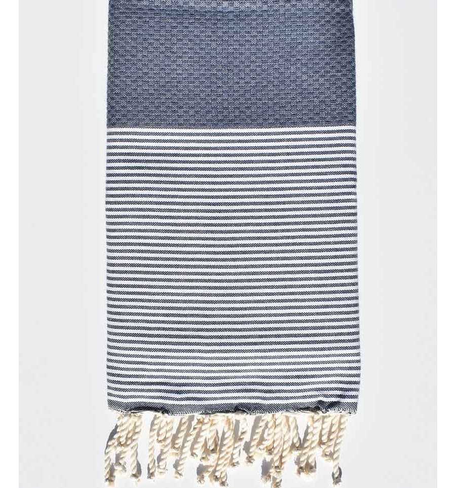 Fouta nid d'abeille bleu turquin