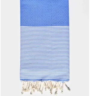 Fouta nid d'abeille bleu moyen Fouta Tunisia - 1