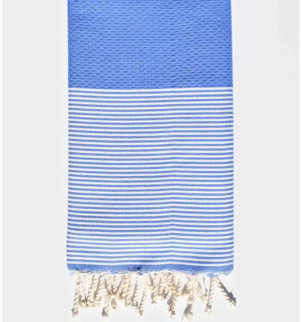 Fouta nid d'abeille bleu moyen Fouta Tunisia - 1
