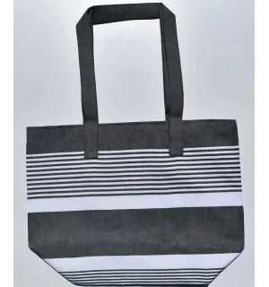 Sac de plage arthur bleu jean foncé et blanc Fouta Tunisia - 2 2