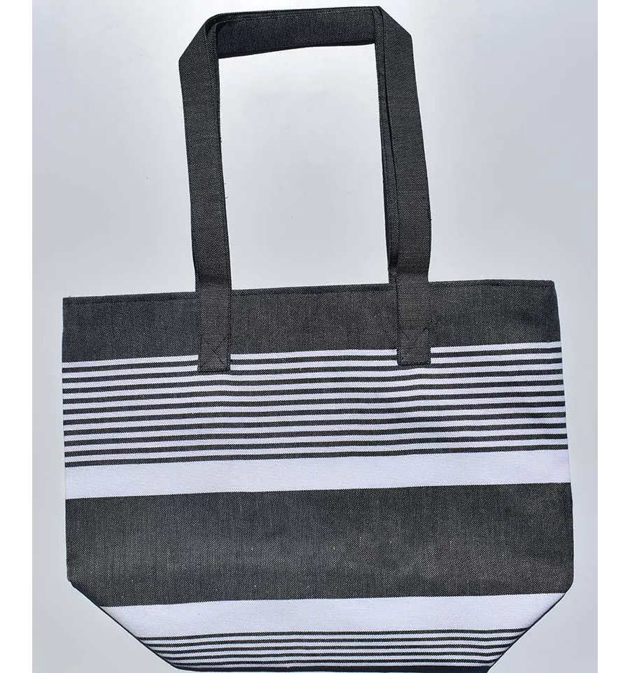 Sac de plage arthur bleu jean foncé et blanc Fouta Tunisia - 1