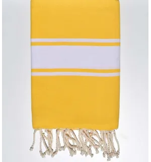 Serviette de plage plate couleur jaune impérial  - 1