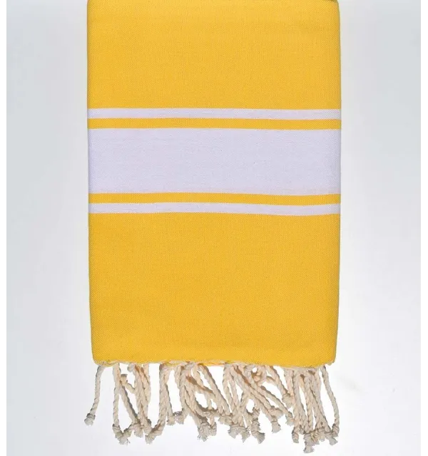 Serviette de plage plate couleur jaune impérial - 1