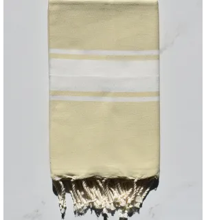 Serviette de plage Plate jaune pale clair Fouta Tunisia - 1
