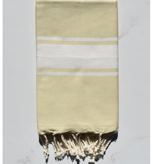 Serviette de plage Plate jaune pale clair Fouta Tunisia - 1
