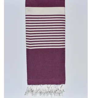 Jeté Plate violet avec rayures crème  - 1