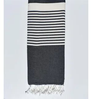 Jeté Bleu jean avec rayures Fouta Tunisia - 1