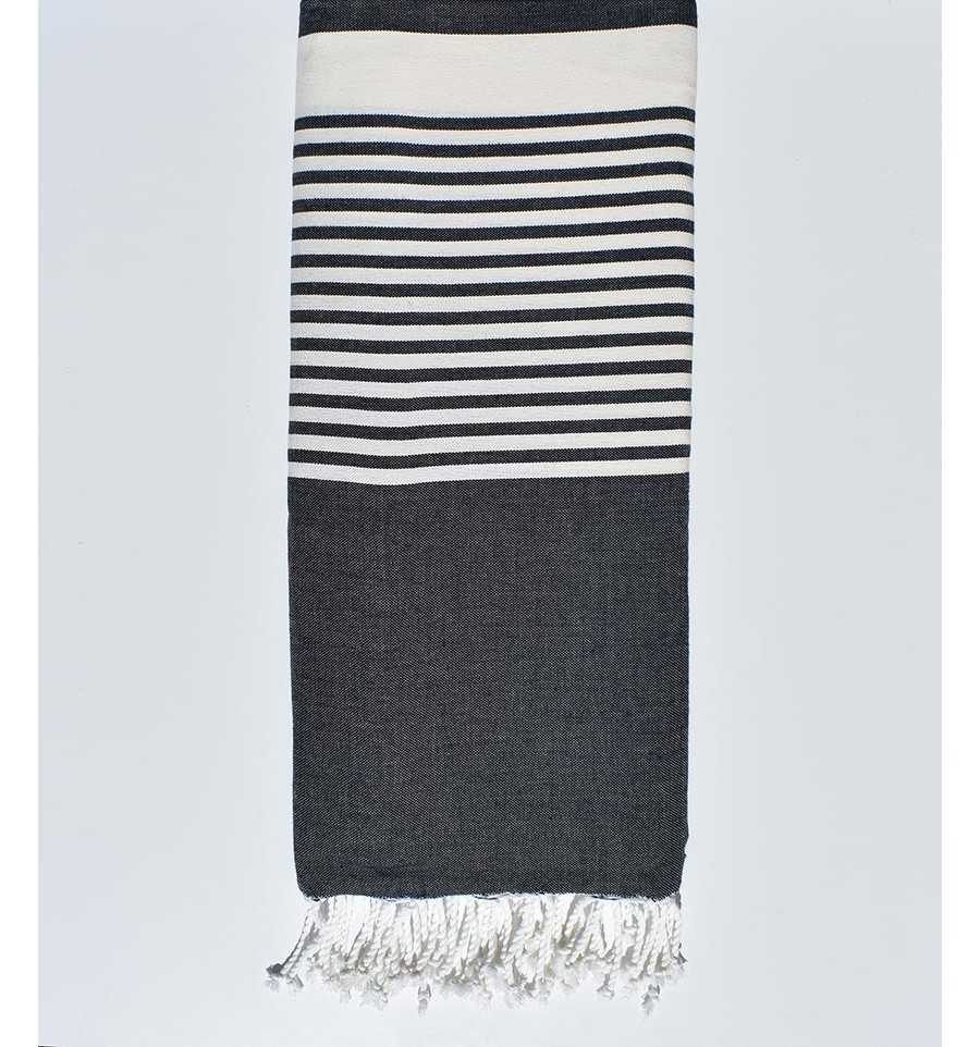 Grande fouta bleu jean avec rayures