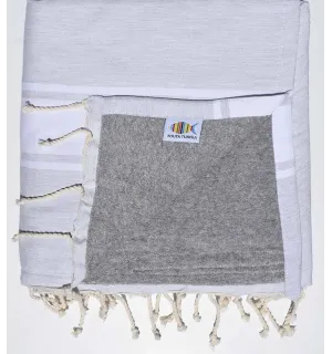 fouta doublée éponge grège et bistre  - 2