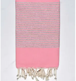 Fouta Lurex plate rose clair  - 1