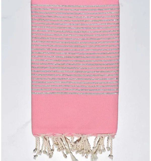 Fouta Lurex plate rose clair - 1