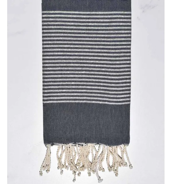 FOUTA Lurex plate bleu denim Fouta Tunisia - 1