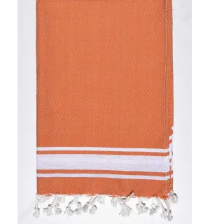 Mini serviette orange brulée avec rayures  - 1