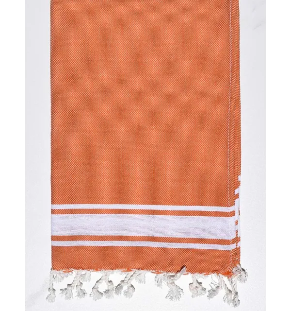 Mini serviette orange brulée avec rayures - 1