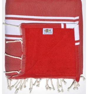 fouta doublée éponge rouge - 2