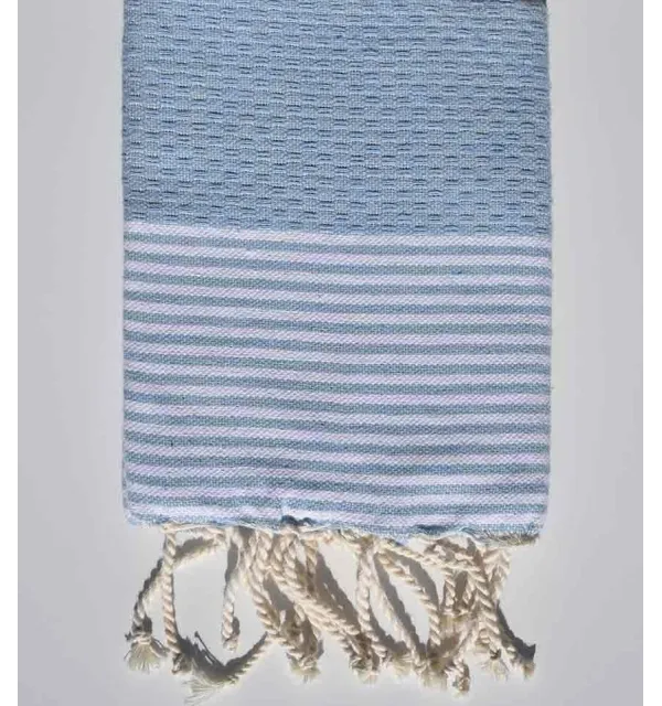 Serviette de table bleu clair avec rayures Fouta Tunisia - 1