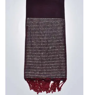 Jeté bordeaux au fil lurex argenté Fouta Tunisia - 1