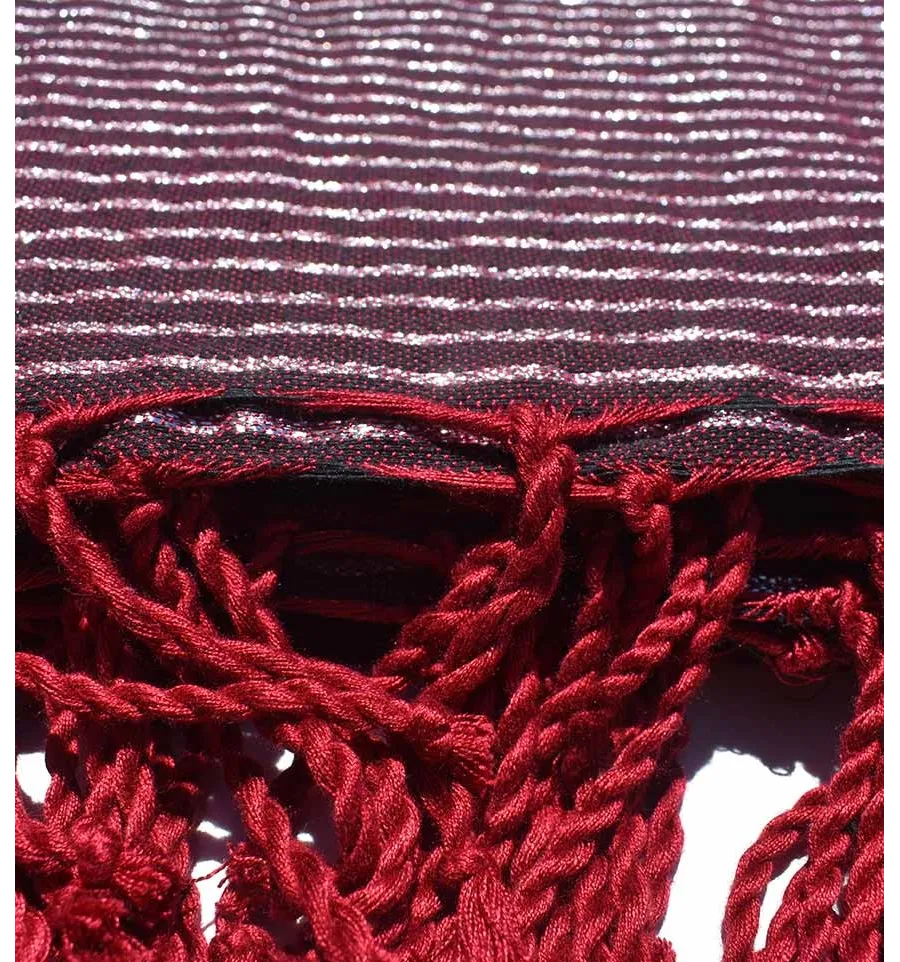 Jeté bordeaux au fil lurex argenté Fouta Tunisia - 2