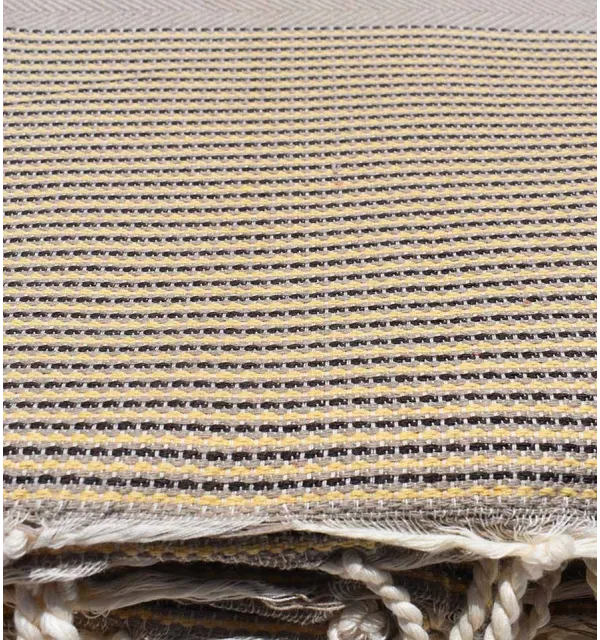 jeté beige foncé rayée jaune et marron - 3