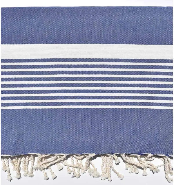 Jeté bleuet avec des rayures blanche - 1
