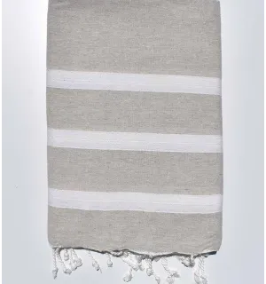 Jeté moyenne écru lin et blanc crème 1.5m*2.4m  - 1