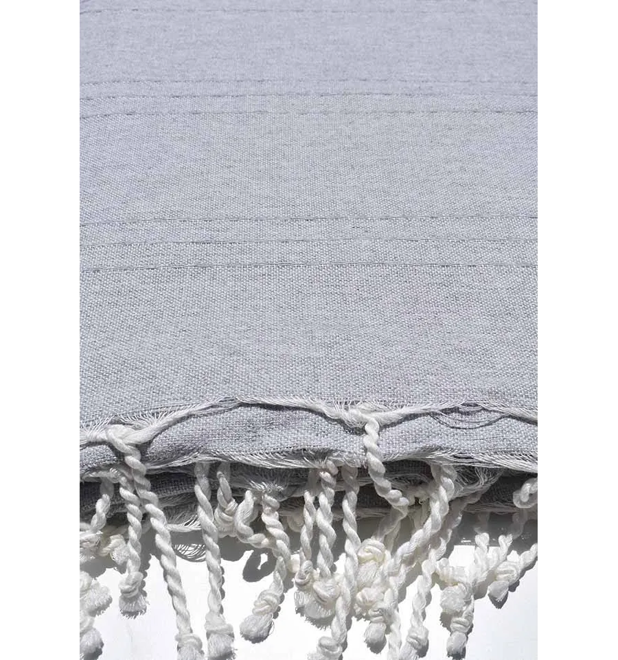 Jeté moyenne gris clair 1.5m*2.5m Fouta Tunisia - 3
