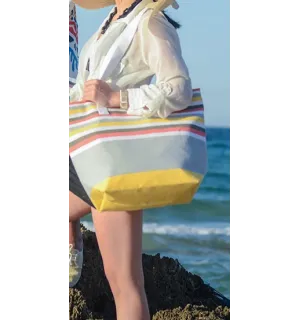 Sac de plage 5 couleurs gris.rouge.blanc crème,vert forêt et jaune Fouta Tunisia - 1 2