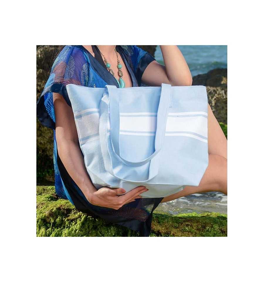 Sac de plage fouta bleu clair