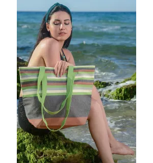 Sac senois,gris anthracite,vert amande,écru clair et gris Fouta Tunisia - 1