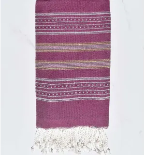 Serviette de plage violet foncé avec lurex argent et doré  - 1