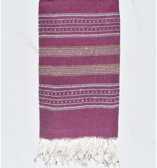 Serviette de plage violet foncé avec lurex argent et doré - 1