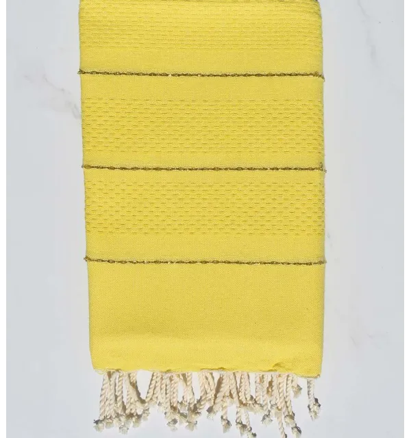 Fouta nid d'abeille couleur jaune avec lurex Fouta Tunisia - 1