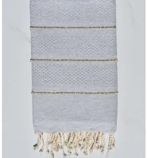 Fouta nid d'abeille gris clair avec lurex  - 1