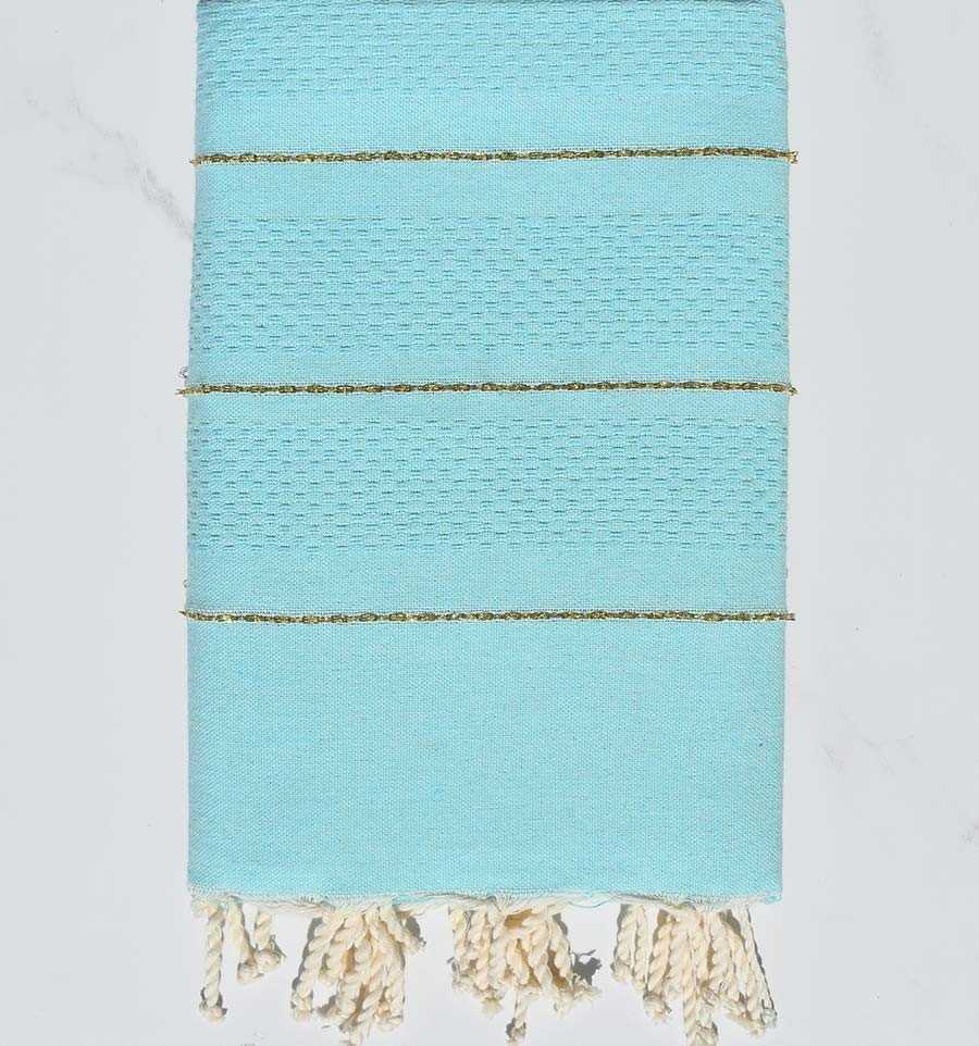 Fouta nid d'abeille vert bleu azurin avec lurex