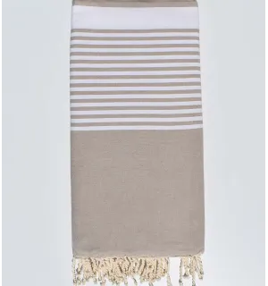 Jeté grège avec rayures Fouta Tunisia - 1